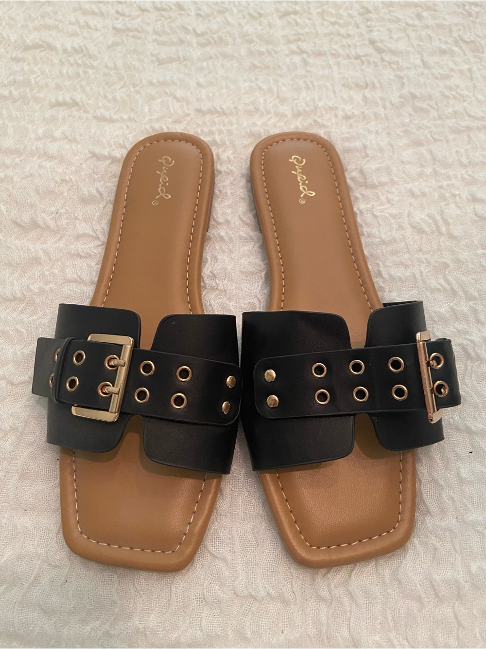 NWOB QUPID BLACK SANDALS SIZE 8.5 - Picture 2 of 5